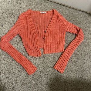 Aeropostale Women's Coral Cropped Ribbed Sweater